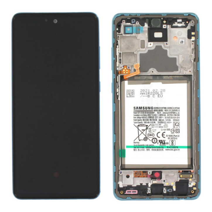 Écran Complet + Batterie Samsung Galaxy A72 Bleu (Service Pack)