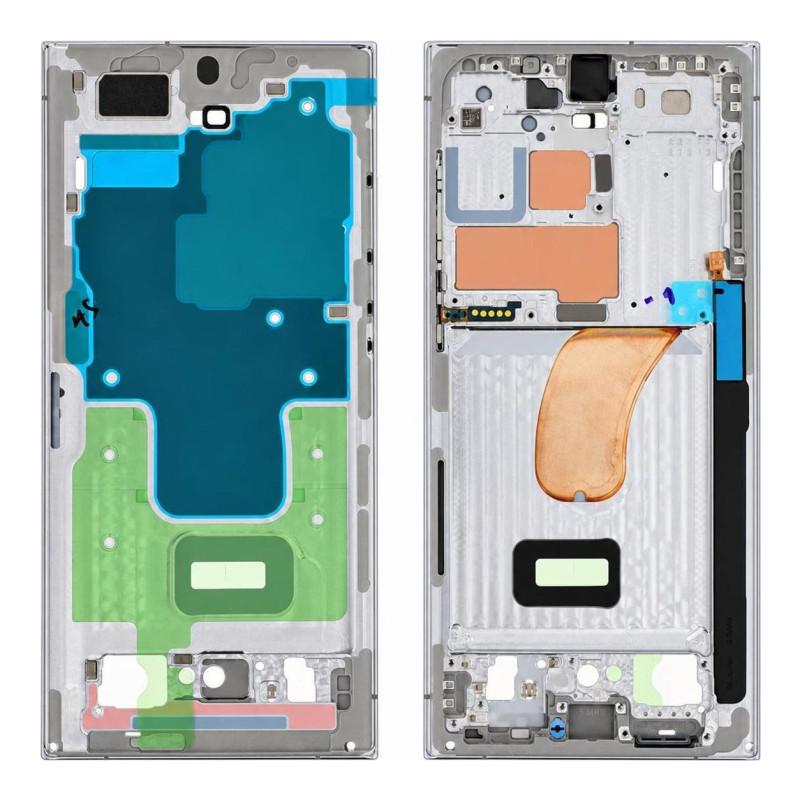 Central Frame Samsung Galaxy S23 Ultra Silver (Service Pack)